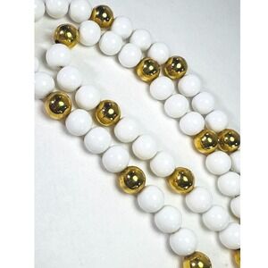 Vintage Napier Beaded Necklace White Gold Toned Chain Spring Clasp 32"‎ 9mm